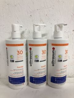 3 X ULTRASUN SPF30 FAMILY SIZE HIGH SUN PROTECTION 400ML