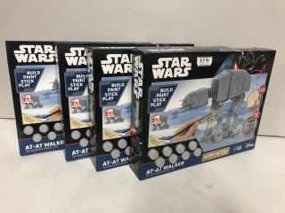 4 X STAR WARS AT-AT WALKER 3D WOODEN MODEL SET