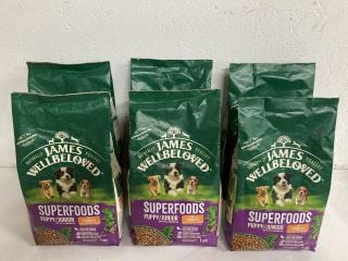 QTY OF JAMES WELLBELOVED SUPERFOODS DOG FOOD PUPPY/JUNIOR BBE:29/10/24