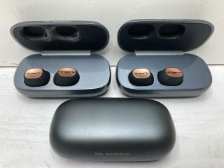 BOX OF SOL REPUBLIC EARBUDS WITH CHARGING CASES