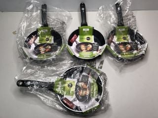 4 X GREEN PAN FRYING PANS