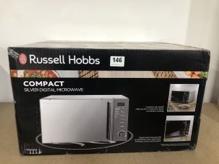 RUSSELL HOBBS COMPACT SILVER DIGITAL MICROWAVE (SEALED)