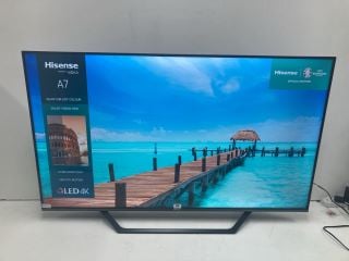 HISENSE 55" TV MODEL 55A7KQTUK (NO REMOTE, WITH STAND, WITH BOX)