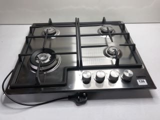 ZANUSSI 4 BURNER GAS HOB MODEL: ZGH66424XX (EX DISPLAY) RRP: £199