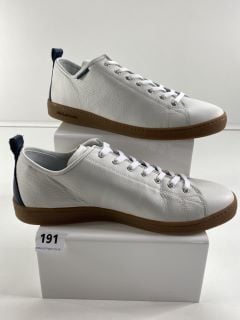 PAUL SMITH MEN'S SHOE MIYATA WHITE NAVY HEEL. SIZE: 11, MADE FROM: 100% CALF LEATHER UPPER/RUBBER SOLE. RRP: £165