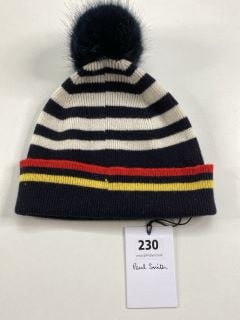 PAUL SMITH WOMEN'S HAT POM STRIPES. MADE FROM: 100% LAMBSWOOL KNITTED. RRP: £70