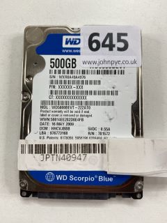 WESTERN DIGITAL 500GB SSD CARD IN SILVER. (UNIT ONLY)  [JPTN40947]