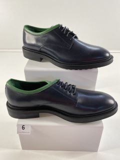 PAUL SMITH MEN'S SHOE RUTFORD DRK NAVY GREEN TOPLINE. SIZE: 7, MADE FROM: 100% COW LEATHER UPPER/RUBBER SOLE. RRP: £365