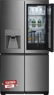 LG SIDE BY SIDE FREESTANDING AMERICAN STYLE FRIDGE FREEZER WITH KNOCK ON DISPLAY SCREEN & WATER/ICE DISPENSER - 179 X 75CM - MODEL NUMBER LSR100 - RRP £6089.99 (JOHN PYE WHITEGOODS CONDITION REPORT: