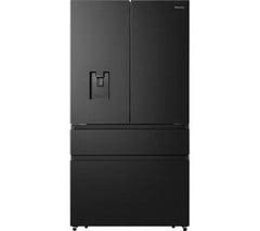 HISENSE PUREFLAT FREESTANDING AMERICAN-STYLE FRIDGE FREEZER - BLACK STAINLESS STEEL - MODEL NUMBER RF749N4SWFE - RRP £1249 (JOHN PYE WHITEGOODS CONDITION REPORT: UNIT POWERED UP, NO ERROR CODE APPARE