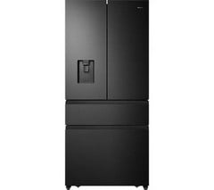 HISENSE PUREFLAT FREESTANDING AMERICAN-STYLE FRIDGE FREEZER - BLACK STAINLESS STEEL - MODEL NUMBER RF540N4WFE - RRP £899 (JOHN PYE WHITEGOODS CONDITION REPORT: UNIT POWERED UP, NO ERROR CODE APPARENT