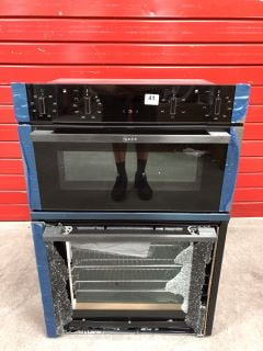 NEFF CIRCOTHERM BUILT IN DOUBLE OVEN – GRAPHITE MODEL: U1ACE2HG0B RRP: £799 (BOTTOM DOOR SMASHED)