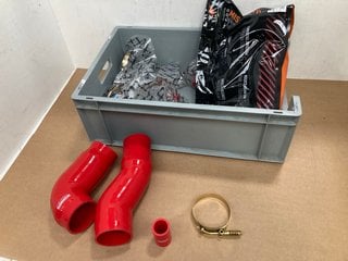 QTY OF ASSORTED MISHIMOTO VEHICLE ITEMS TO INCLUDE 2 X MISHIMOTO MMHOSE-WRX-15ABRD SUBARU 2015+ WRX SILICONE AIRBOX HOSES IN RED - COMBINED RRP £295.00: LOCATION - H4