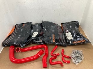 4 X MISHIMOTO MMHOSE-MUS-86RD 86-93 GT/COBRA FORD MUSTANG SILICONE HOSE KIT IN RED- COMBINED RRP £399.99: LOCATION - H5