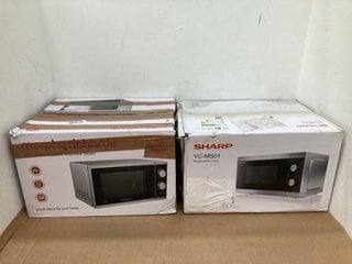 SHARP YC-MS01 20L MANUAL MICROWAVE IN STAINLESS STEEL TO ALSO INCLUDE MORPHY RICHARDS 20L 800W MANUAL MICROWAVE IN SILVER: LOCATION - H7