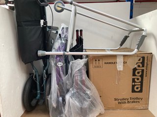 5 X ASSORTED MOBILITY AID ITEMS TO INCLUDE ALUMINIUM WALKING FRAME: LOCATION - H9