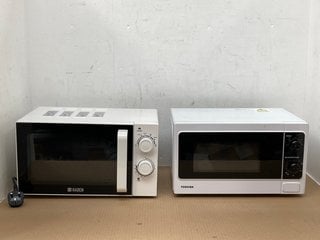 HADEN 20L MANUAL MICROWAVE IN SILVER TO ALSO INCLUDE TOSHIBA MM-MM20P MANUAL MICROWAVE OVEN IN WHITE: LOCATION - H10