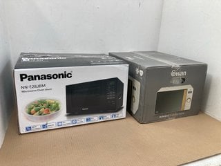 SWAN 20L 800W DIGITAL MICROWAVE IN CREAM TO ALSO INCLUDE PANASONIC NN-E28JBM 20L 800W DIGITAL MICROWAVE OVEN IN BLACK: LOCATION - H12