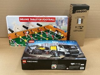 3 X ASSORTED CHILDRENS ITEMS TO INCLUDE LEGO TECHNIC VOLVO FMX TRUCK & EC230 ELECTRIC EXCAVATOR - MODEL 42175 - RRP £169.99: LOCATION - H14