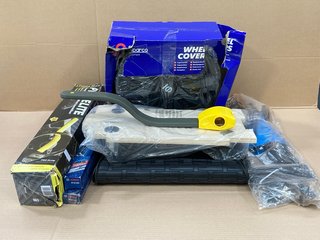 QTY OF ASSORTED VEHICLE ITEMS TO INCLUDE STOP LOCK PRO ELITE PREMIUM STEERING WHEEL IMMOBILISER: LOCATION - H15