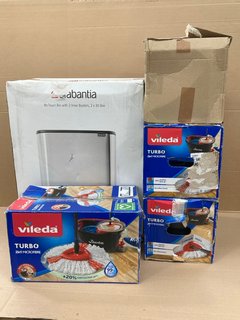 5 X ASSORTED HOUSEHOLD ITEMS TO INCLUDE 3 X VILEDA TURBO 2 IN 1 MICROFIBRE MOP SETS: LOCATION - H15