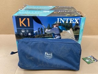 2 X INTEX CHALLENGER K1 INFLATABLE KAYAKS TO ALSO INCLUDE TIMBER RIDGE PORTABLE CAMPING BED: LOCATION - H16