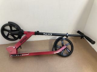 2 X ZINC BIG WHEELED CRUISE FOLDING SCOOTERS IN RED/BLACK: LOCATION - I15