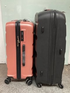 AMERICAN TOURISTER HARD SHELL BLACK LARGE SPINNER SUITCASE TO INCLUDE FLIEE HARD SHELL PINK SUITCASE: LOCATION - I11