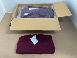 QTY OF ONE+ALL PERFORMA V NECK PULLOVERS IN MAROON SIZE 9-10 YEARS: LOCATION - I7