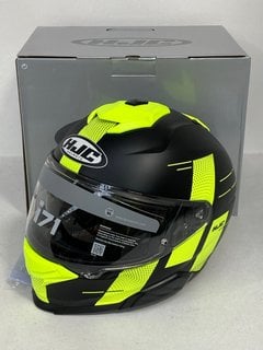 HJC HELMETS I71 PEKA FULL FACE MOTORCYCLE HELMET IN YELLOW/BLACK - SIZE XL - RRP £159.99: LOCATION - MAIN BOOTH