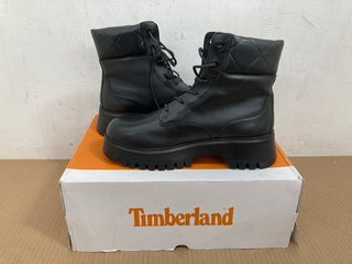 TIMBERLAND WOMENS BLACK LEATHER LACE UP BOOTS SIZE UK 7: LOCATION - I5