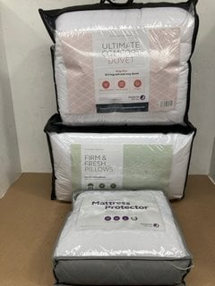 3 X BEDDING ITEMS TO INCLUDE PREMIER INN KING SIZE MATTRESS PROTECTOR: LOCATION - I5