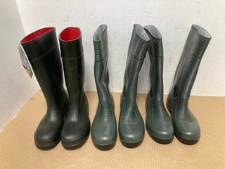 2 X AMBLERS SAFETY WELLIES IN GREEN - UK 7/9 TO ALSO INCLUDE DUNLOP PUROFORT WELLIES IN GREEN - UK 9: LOCATION - I2