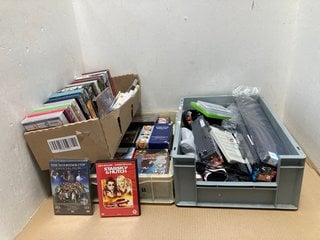 QTY OF ASSORTED DVDS/CDS/TECH ITEMS TO INCLUDE PSP BURNOUT LEGENDS GAME (PLEASE NOTE: 18+YEARS ONLY. ID MAY BE REQUIRED): LOCATION - I1