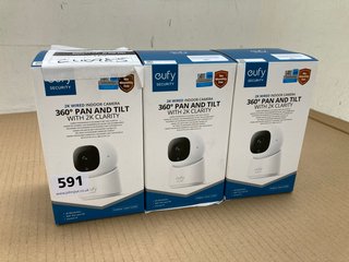 3 X EUFY 2K WIRED INDOOR CAMERAS WITH 360 PAN & TILT WITH 2K CLARITY - COMBINED RRP £154.99: LOCATION - E3