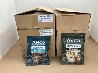 4 X BOXES OF ASSORTED ANCO PET FOOD ITEMS TO INCLUDE BOX OF ANCO NATURALS BUFFALO BRAIDS - BBE 5/26: LOCATION - E3