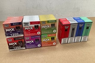 6 X BOXES OF JUCCE BAR MAX 9 MG 600 PUFF DISPOSABLE PODS IN VARIOUS FLAVOURS TO ALSO INCLUDE 8 X JUCCE BAR VAPE KITS IN VARIOUS COLOURS - (PLEASE NOTE: 18+YEARS ONLY. ID MAY BE REQUIRED): LOCATION -