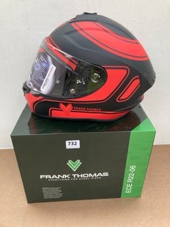 FRANK THOMAS FT815 ECE R22-06 FULL FACE MOTORCYCLE HELMET IN MATTE BLACK/RED - SIZE XS: LOCATION - E10