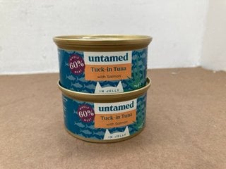 BOX OF UNTAMED TUCK-IN TUNA CAT FOOD TINS - BBE 3/4/27: LOCATION - E10