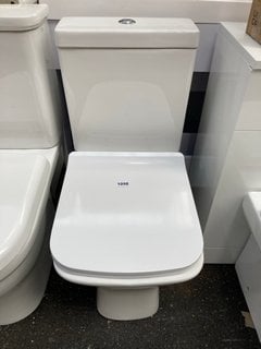 (COLLECTION ONLY) SQUARE STYLED CLOSED COUPLED TOILET COMPLETE WITH ALL CISTERN FITTINGS WITH DUAL FLUSH TOP BUTTON AND SEAT RRP £325: LOCATION - A6