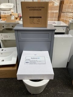 (COLLECTION ONLY) 570 X 300MM TOILET UNIT IN LIGHT GREY WITH BTW PAN AND SEAT WITH CONCEALED CISTERN FITTING KIT RRP £780: LOCATION - A6