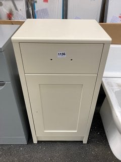 (COLLECTION ONLY) FLOOR STANDING 1 DOOR 1 DRAWER BATHROOM CABINET IN IVORY 400 X 330 X 810MM RRP £328: LOCATION - A6