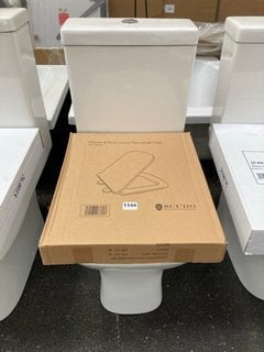 (COLLECTION ONLY) SQUARE STYLED CLOSED COUPLED TOILET COMPLETE WITH ALL CISTERN FITTINGS WITH DUAL FLUSH TOP BUTTON AND SEAT RRP £325: LOCATION - A6