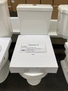 (COLLECTION ONLY) D SHAPED CLOSED COUPLED TOILET COMPLETE WITH ALL CISTERN FITTINGS WITH DUAL FLUSH TOP BUTTON AND SEAT RRP £325: LOCATION - A7