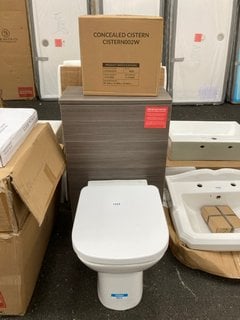 (COLLECTION ONLY) 500 X 260MM TOILET UNIT IN BROWN GREY AVOLA WITH BTW PAN AND SEAT WITH CONCEALED CISTERN FITTING KIT RRP £780: LOCATION - A7