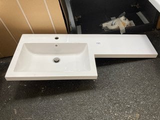 (COLLECTION ONLY) 1100 X 450MM LH 1TH INTEGRATED POLYMARBLE BASIN AND COUNTERTOP RRP £279: LOCATION - A5