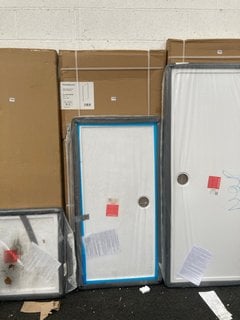 (COLLECTION ONLY) CLEAR GLASS SILVER FRAMED 800 X 1850 X 6MM SHOWER SIDE PANEL MAYBE USED AS A WET ROOM WITH A PEARLSTONE 1400 X 700MM SHOWER TRAY RRP £1375: LOCATION - A6