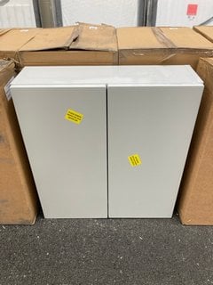 WALL HUNG 2 DOOR BATHROOM CABINET IN PEARL GLOSS GREY 600 X 660 X 180MM RRP £195: LOCATION - A2