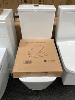 (COLLECTION ONLY) SQUARE STYLED BTW CLOSED COUPLED TOILET COMPLETE WITH ALL CISTERN FITTINGS WITH DUAL FLUSH TOP BUTTON AND SEAT RRP £375: LOCATION - A3