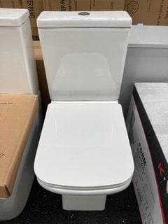 (COLLECTION ONLY) SQUARE STYLED CLOSED COUPLED TOILET COMPLETE WITH ALL CISTERN FITTINGS WITH DUAL FLUSH TOP BUTTON AND SEAT RRP £325: LOCATION - A3